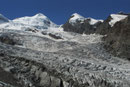 Gletschermeer mit Castor und Pollux vom Weg zur Monte Rosa-Hütte