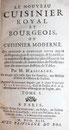 MASSIALOT, François Le cuisinier royal et bourgeois, ou cuisinier moderne. Titelblatt. 1742