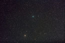Castor und Pollux im Sternbild Zwillinge, Canon EOS 450Da mit 85mm (f/2.8) auf iOptron Skytracker, 25 x 120sec, ISO 1600