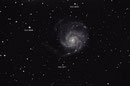 Feuerradgalaxie (M101) am 18 - 21.04.2009, Celestron C9.25 (CG-5GT) mit Focalreducer, Canon EOS 450Da im Primärfokus, 1.480 mm, f/6.3, ISO 1600, IDAS LP2-Filter, 4 x 300sec (ALCCD5/PHD), 34 x 120sec (ohne Guiding)