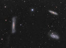M66-Gruppe (Leo Triplett) im Sternbild Löwe, bestehend aus den Galaxien M65, M66 und NGC 3628 mit Gezeitenschweif,  Atik 383+ an TEC140mm, 24x600sec Luminanz, jeweils 8x600sec RGB