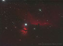Pferdekopfnebel (B33) in IC434 und Flammennebel (NGC2024) im Sternbild Orion am 23.12.2009, Canon EOS 450Da an InED70-Flat auf Celestron CGEM, 15x300sec H-Alpha und 109x60sec RGB bei ISO 800, Guiding mit Lacerta M-GEN an TS Winkelsucher 9x60