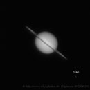 Saturn und Titan am 01.05.2010, Celestron C9.25 auf CGEM, DMK 21AF04.AS, 2x Barlowlinse, Baader Orange-Filter