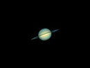 Saturn am 10.04.2009, Celestron C9.25 auf CG5-GT, DMK 21AU04.AS, 2x Barlowlinse, Luminanz (Orangefilter: 1/23 sec): 150 aus 5000 Bilder (640x480), RGB mit SPC900NC (640x480)