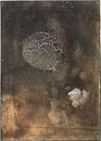 Erosión III, 1998, Mischtechnik auf Holz, 104 x 74 cm, Stahlrahmen