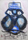Le gentil gendarme - Pastels à l'huile noir et bleu - 1968 - 40 x 60 cm 