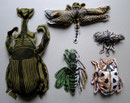 Sandra Baud - Série 4 (5 insectes) - Linogravure sur tissus 