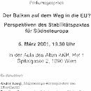 Einladung zu "Der Balkan auf dem Weg in die EU?"