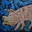 TAKOBO Huile sur toile 20x20 cm