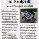 Pressebericht vom 22.05.2010 über Vandalismus an der Skulptur von Berto Ladera.