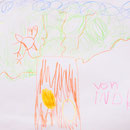   8:12 Uhr, Kinderbild am Zaun von einem Nachbarmädchen.