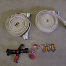 Bestandteile 2x15m C, Hohlstrahlrohr RB 100, Klemmbinder, Karabiner