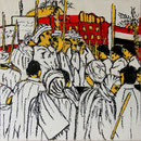 "Choreografie der Revolution 4", Mixed Media auf Schichtholz, 38 cm x 38 cm, 2012