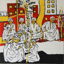 "Choreografie der Revolution 1", Mixed Media auf Schichtholz, 38 cm x 38 cm, 2012