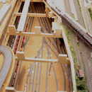24.03.2012   Blick durch die noch geöffnete Grundplatte auf die Schattenbahnhofsgleise.