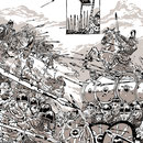 lightbox illustration "battle in the early middle ages", bavaria. one meter by two meters.