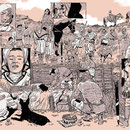 lightbox illustration, triptych "burial of a ruler", bavaria. three meters by two meters.