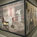 view of two illustrations with recessed display cases.