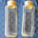 Very old and rare clear ribbed glass pitcher - refrigerator bottle with original white snap in plastic lid
