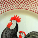Precioso plato con gallina y gallo - Devonshire MCMLXXIX