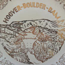 Muy raro y antiguo platito souvenir de la presa Hoover dibujada panorámicamente en oro