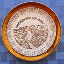 Vintage Hoover Boulder Dam souvenir plate with gold rim