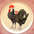 Lindo plato con gallo y gallina de diseño Devonshire 