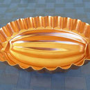 Tin metal bunt pan loaf cake mold scalloped edge, 7” x 5” x 2½”, w/wall hanger;