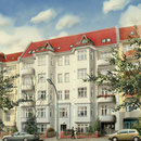Berlin, Halskestraße 40, AIrbrusharbeit auf Karton ca. 60 x 50 cm