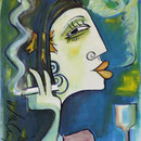 Rauchende '95, Gouache auf Karton 43 x 34 cm im Auftrag Steakhouse ESCADOS