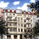 Berlin, Oderstraße 19, Airbrusharbeit auf Karton ca. 70 x 50 cm