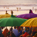 Farbenprächtige Lounge am Kuta-Beach