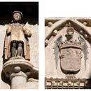 POSADA DE LA HERMANDAD. Siglo XV. Uno de los heraldos que rematan las columnas. Escudo de los Reyes Católicos mantenido por el águila de San Juan.