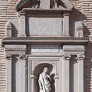 PUERTA DEL CAMBRÓN. Encima de la hornacína hay una inscripción referente a la construcción de la Puerta por Wamba. Debajo: ANNO DO MDLXXI FHILINN.II HISPAN.REGE.JOAN GUTERRIO TELLO PRAET.URBIS.