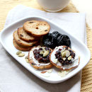 Cinnamon Cream cheese breakfast bites with dried plums and pumpkin seeds