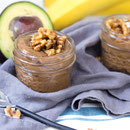 vegan avocado chocolate pudding with maple candied walnuts
