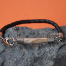 Glasbogen (Edelstahl) an gefl. Lederarmband m. Herzschließe aus Edelstahl (43 € *) - als Kette gegen Aufpreis