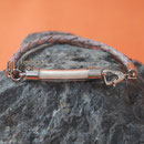 Glasbogen (Edelstahl) an gefl. Lederarmband m. Herzschließe aus Edelstahl (43 € *) - als Kette gegen Aufpreis