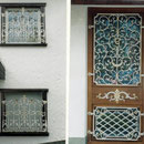 Fenster - Türgitter - in Alt  - Weiß Gold gefasst - FG 004