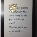 Phrase inspirée d'Henri Dunand, fondateur de la Croix Rouge. Sur papier, feuille d'or, 18X23 env., création MSY2018 Hors vente