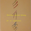 Calligraphie nüshu or et pigments sur papier texturé sable - création MSaussure-Young, encadré