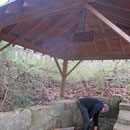 "kleine" Pause in einem Wald/Park/Wanderweg