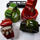 Bakelite clamper bangles. Hand-carved, rosewood and bakelite.