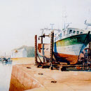 Jean-Pierre Balas  "Cale sèche"  aquarelle  40x30