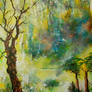 Anne Marie HOUET-BAZIN   "printemps"  techniques mixtes  60  x 80 