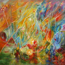 Jean Charles CRISPOLDI   "La mare enchantée"   55x46    Technique  mixte
