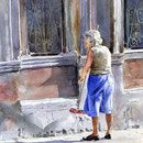 The Red Broom  20 x 16 Watercolor  $600