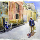 Shopping Man 33 X 21  Watercolor  $1000