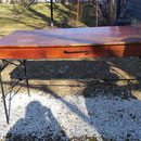 Table avec tiroir et pied en fer de 59 pouces de long X 26 pouces de large  no. 467