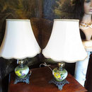  Ens. de 2 lampes de table motif de fleurs  no. 171